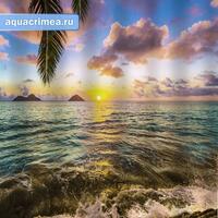 Шторка в ванную комнату, фотопечать "МОРСКОЙ ЗАКАТ"